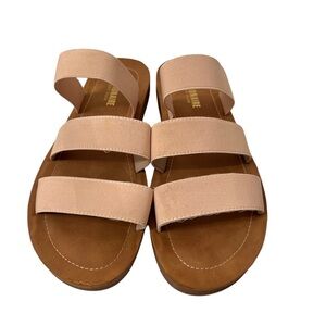 Cushionaire Strappy Stretch Bands Beige Pink Memory Foam Size 9 1/2